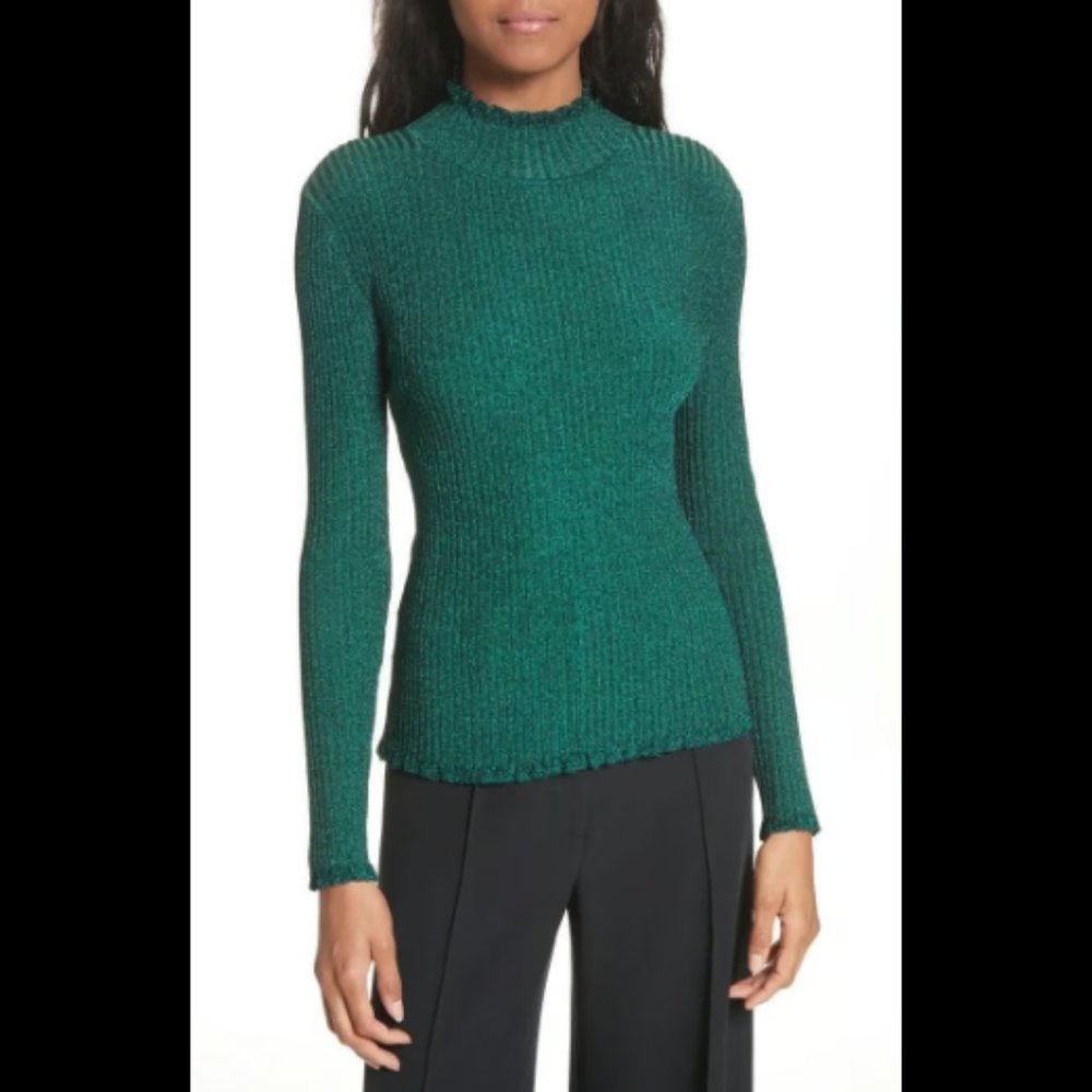 MILLY green metallic turtleneck